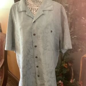 Caribbean Joe Light Blue Short-Sleeve Camp Shirt Jacket